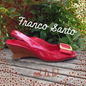 #145 Franco Sarto Red Peep-Toe Wedge