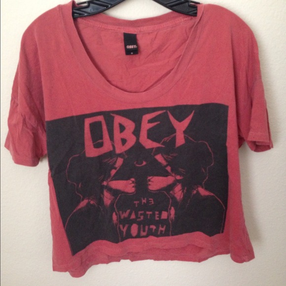 SOLD ❌ OBEY cropped tee in burnt orange 💋 - Picture 1 of 2