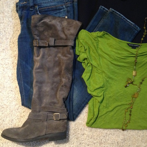 Gray suede tall boots from zappos sz 10