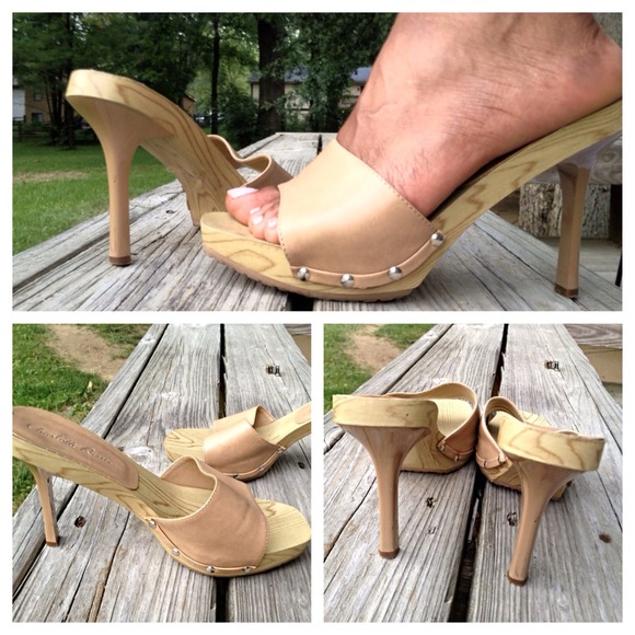 Charlotte Russe Shoes - Charlette Russe Nude beige wood sandals