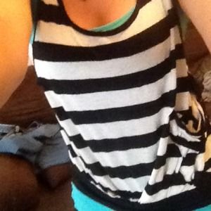 Black and white striped tank with back zipper