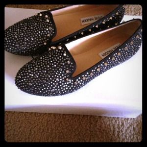 steve madden studded flats black suede sz 7.5