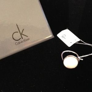 Calvin Klein Stainless Steel White Onyx Ring