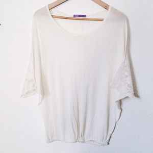 With Love lace batwing sheer top