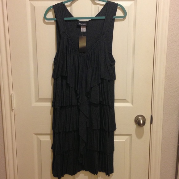 Grey tiered cotton dress