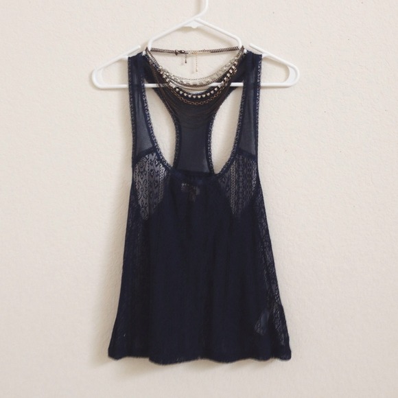 Midnight Blue Lace Top