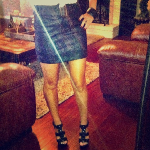High Waisted Leather Skirt