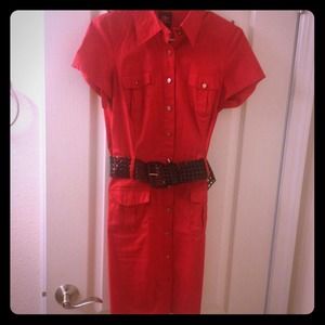 2b Bebe Red Shirtdress with Belt