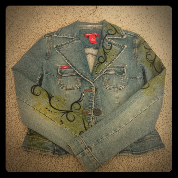 US polo denim jacket w/ customized airbrush art.