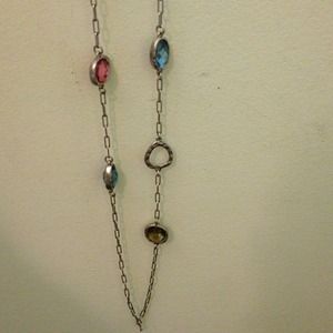 Lia Sophia long colorful jeweled silver necklace