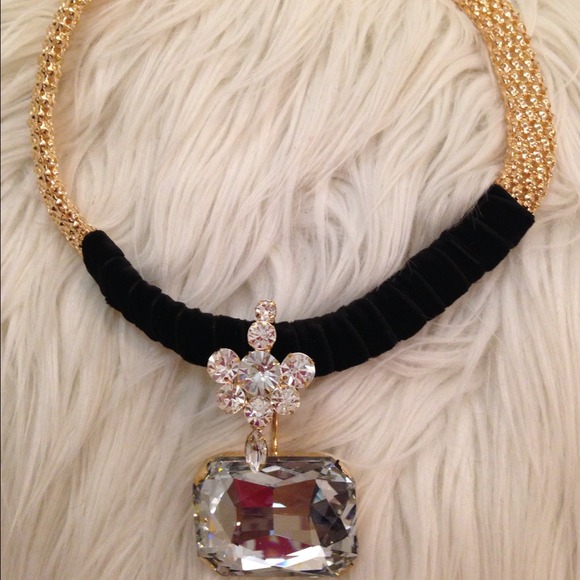 Black resin with huge rhinestone choker