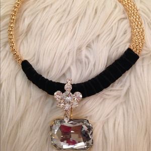 Black resin with huge rhinestone choker