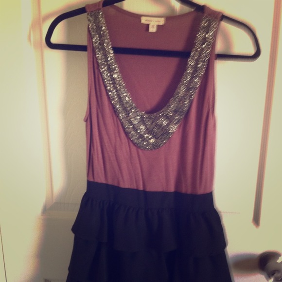 Beautiful purple and black beaded dress.