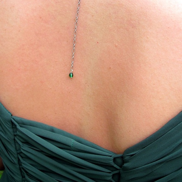 Green Chiffon Lace-up Bride's Maid Dress - Picture 3 of 4