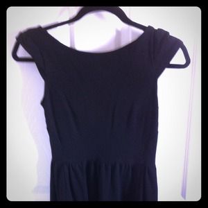 Basic black cotton cap sleeve dress