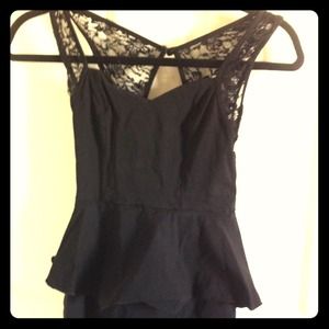 Lace top, super pretty black dress.