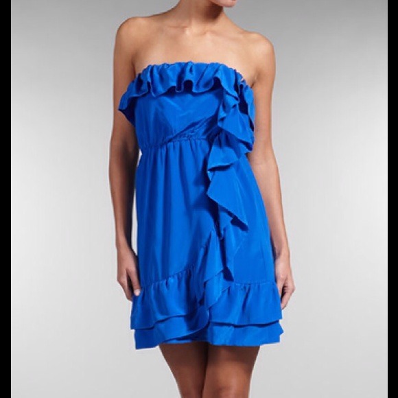Walter Ruffle Silk Strapless Yellow Dress