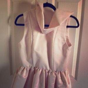 Funky puff white, pink tinted dress.