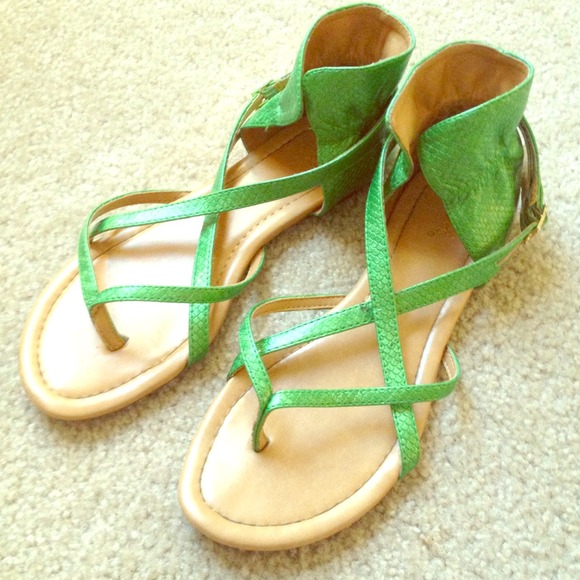 Grass green snake print gladiator. Reduced!