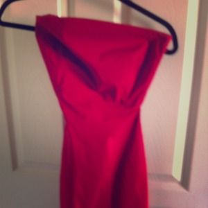 Strapless red, tie back, Nicole Miller dress