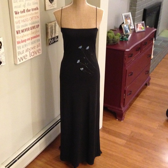 ➕ SOLD ➕ Black Gown with Blue floral detail