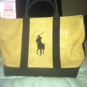 Black and burlap polo purse
