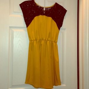 🚫SOLD🚫Mustard dress with lace top