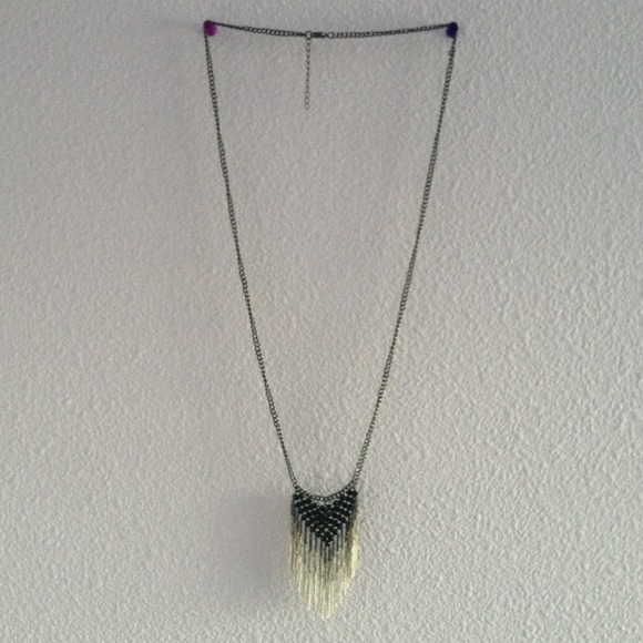 Black and sliver fringe necklace!