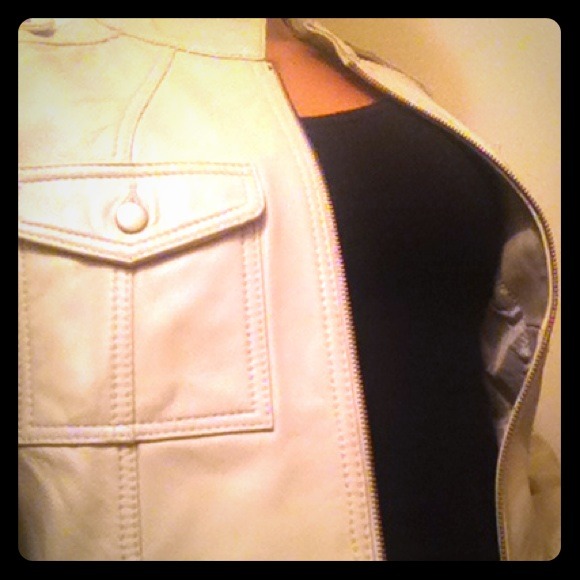 Cream Colored Leather Jacket