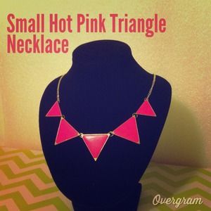 Small Hot Pink Triangle Necklace