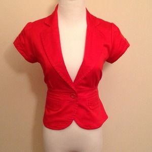 Stunning red short sleeve blazer with banded waist