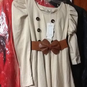 Light brown dress with belt