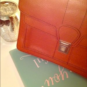 Tan Leather Messenger Clutch