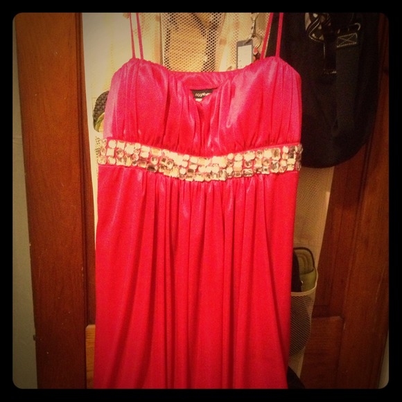 Hot pink, bubble dress with spaghetti straps
