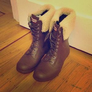 Hunter Adley Shearling-Trim Boots