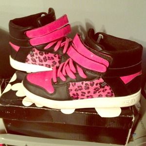 ✂ TUK Black & Hot Pink Cheetah Print High Tops