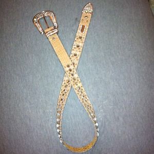 Beige blingy belt