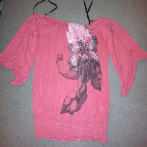 Cute Papaya flower shirt size M