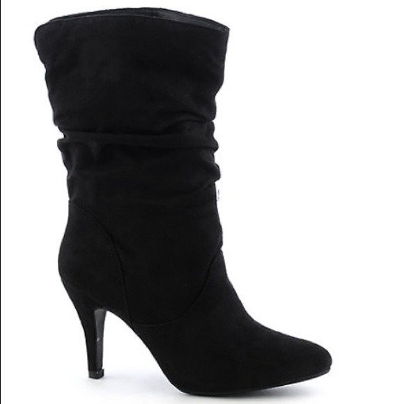 Black Suede Heeled Boots.