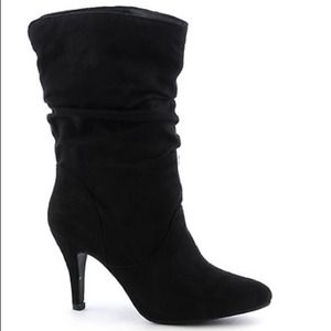 Black Suede Heeled Boots.