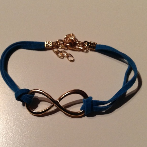 Infinity bracelet with blue leather