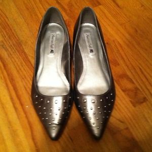 Silver studded kitten heels
