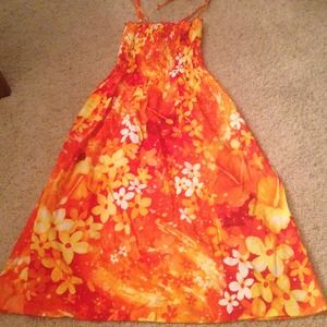 Beautiful orange floral strap dress size small