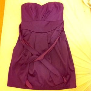 Purple Strapless Dress with pockets