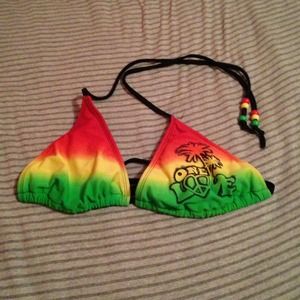 one love rasta bikini top