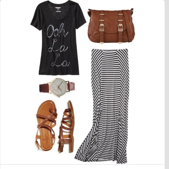 🚫SOLD🚫Black & White striped maxi skirt 😍💕 - Picture 3 of 4