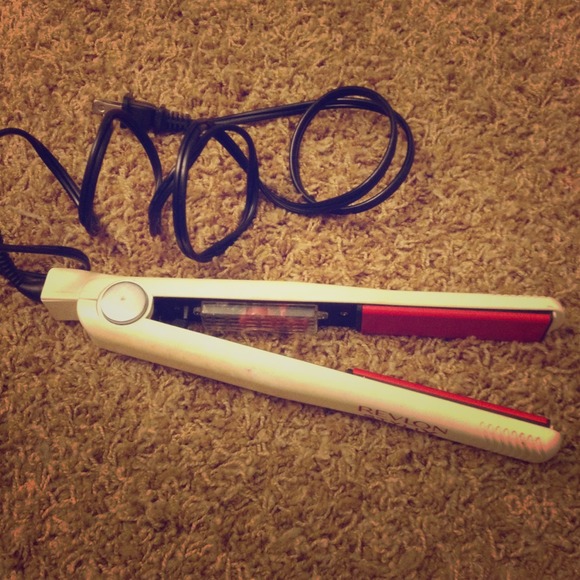 Red white and black hair straightener