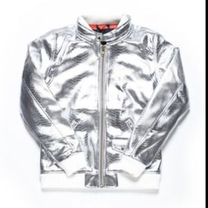 Silver zip up windbreaker