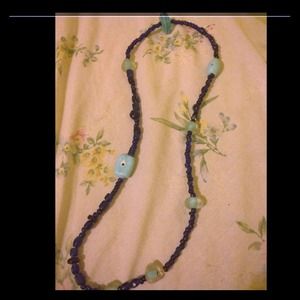 Beautiful handmade blue bead necklace