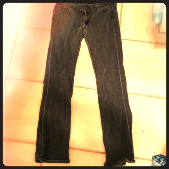 Gray boot cut jeans w/ glitter lightning pockets